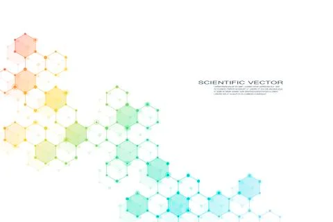 Hexagonal structure molecule dna of neurons system, genetic and chemical Stock Illustration