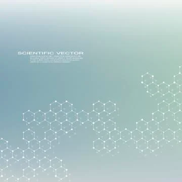 Hexagonal structure molecule dna of neurons system, genetic and chemical Illustrazione stock