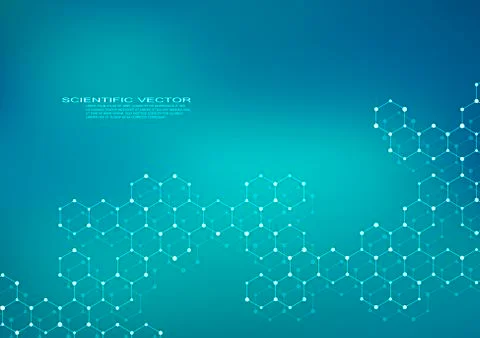 Hexagonal structure molecule dna of neurons system, genetic and chemical Illustrazione stock