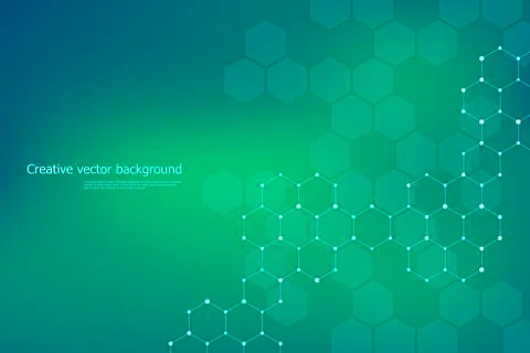 Hexagonal structure molecule dna of neurons system, genetic and chemical Stock Illustration