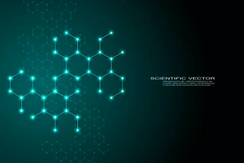 Hexagonal structure molecule dna of neurons system, genetic and chemical Stock Illustration