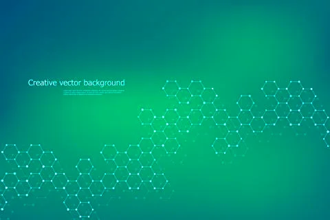 Hexagonal structure molecule dna of neurons system, genetic and chemical Stock Illustration