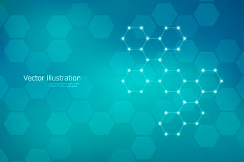 Hexagonal structure molecule dna of neurons system, genetic and chemical 스톡 일러스트