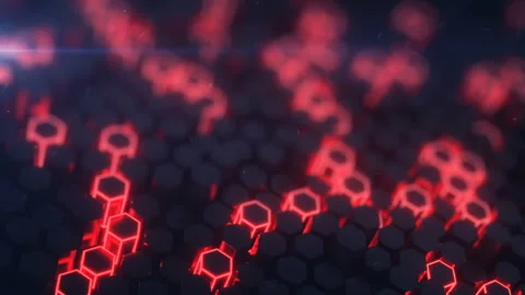 Hexagonal structure with red neon light 3D render loopable 4k UHD 3840x2160 Stock Footage 114346701