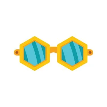 Hexagonal sunglasses with blue lenses providing stylish eye protection Stock Illustration