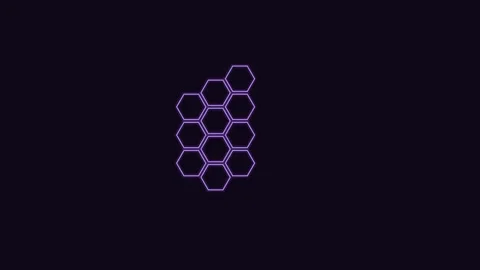 Hexagonal technology grid line pattern, violet neon style Vídeos de archivo 342598719