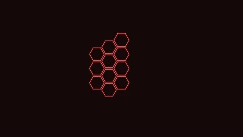 Hexagonal technology grid line pattern, red neon style Stock-Footage 342598722