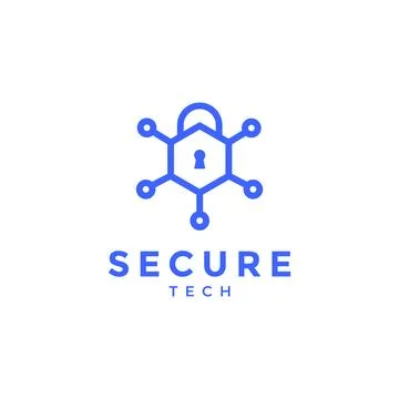 Hexagonal technology security pad lock lines modern logo design vector icon.. Stock Illustration