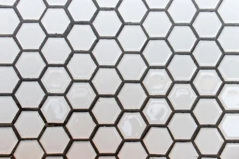Hexagonal texture from marble surface - black lines and white background Stock Photos