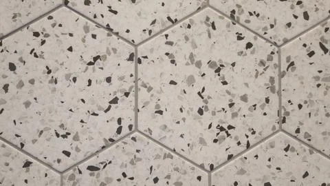 Hexagonal tile with terrazzo pattern background floor Stock Photos