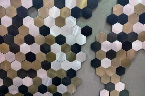 Hexagonal tile texture on metal surface 库存照片
