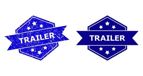 Hexagonal TRAILER Stamp Seal with Corroded Style and Clean Variant Stock Illustration