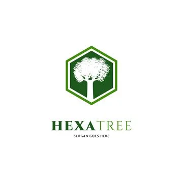 Hexagonal Tree Icon Vector Logo Template Illustration Design Illustrazione stock