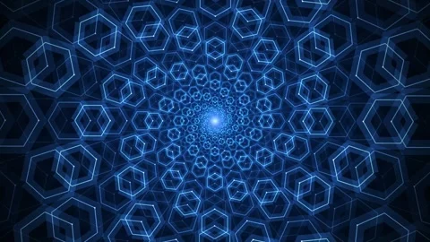 Hexagonal Tunnel Spiral Loop Background Stock Footage 340786851
