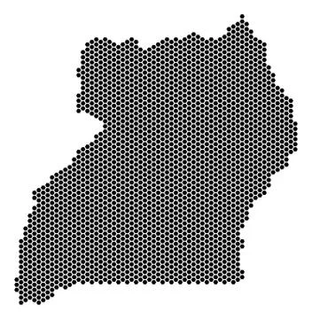 Hexagonal Uganda Map Stock Illustration