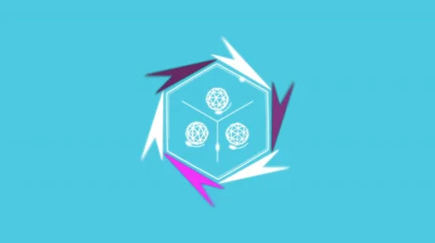 Hexagonal vector arrows or Vertex cycle with a three polyhedron. Alpha matte Stock Footage 33943819