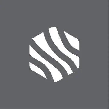 Hexagonal vector template stripes lines under logo into flat colors Stock Illustration