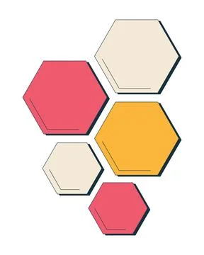 Hexagonal wall decor tiles 2D cartoon object Stock Illustration