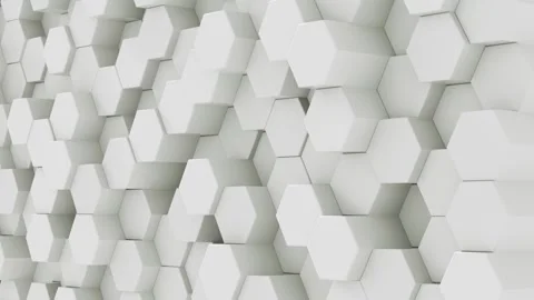 Hexagonal wall perspective, white background texture, tech or fashion concept Stock Footage 254546994