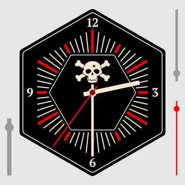 Hexagonal watch dial on a black background Stock Illustration