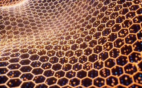 Hexagonal wave grid background, 3d rendering. Illustrazione stock