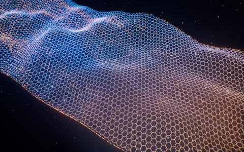 Hexagonal wave grid background, 3d rendering. Stock Illustration