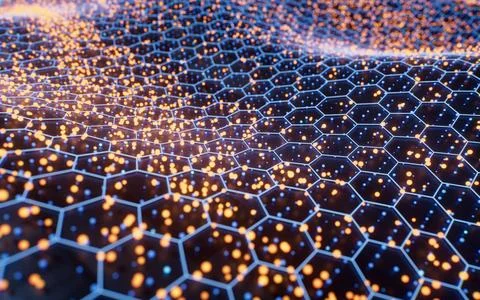 Hexagonal wave grid background, 3d rendering. Stock Illustration