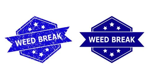 Hexagonal WEED BREAK Stamp Seal with Grunged Texture and Clean Variant Ilustración de archivo