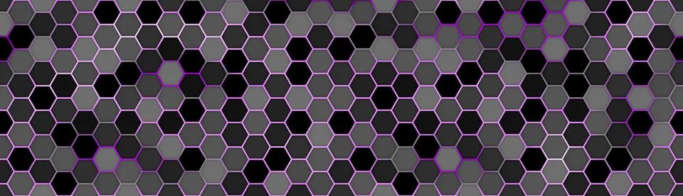 Hexagonal wide cyberpunk pink technology background. Bright geometric science Stock Illustration