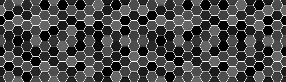 Hexagonal wide seamless black and white tiles texture. Hexagon kitchen tile Stock Illustration