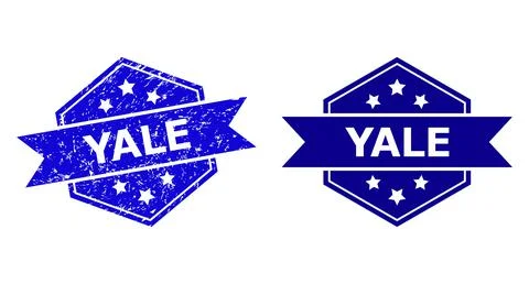 Hexagonal YALE Watermark with Corroded Style and Clean Version Stock-Illustration