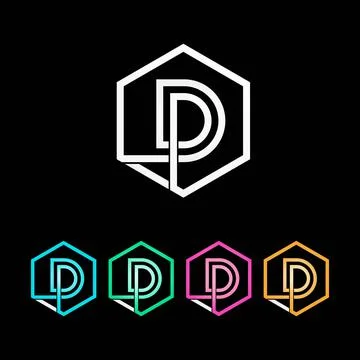 Hexagone d logo creative D logo brand corporate D Stock Illustration