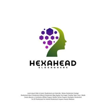 Hexagone Head logo vector, Head intelligence logo designs concept vector Stock Illustration