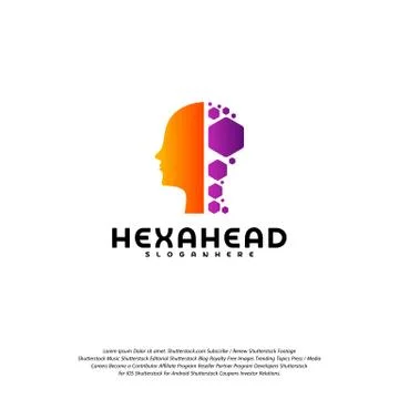 Hexagone Head logo vector, Head intelligence logo designs concept vector Stock Illustration