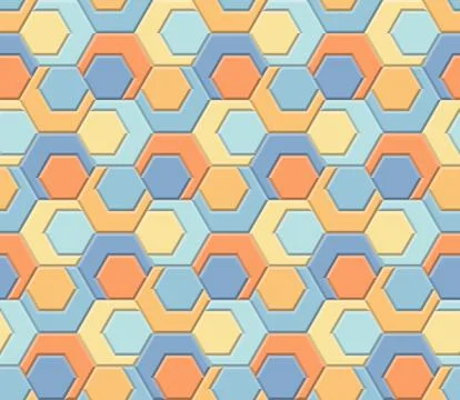 Hexagons and Triangles Seamless Pattern. Vector Geometric Abstract Background Stock Illustration