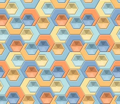 Hexagons and Triangles Seamless Pattern. Vector Geometric Abstract Background Stock Illustration