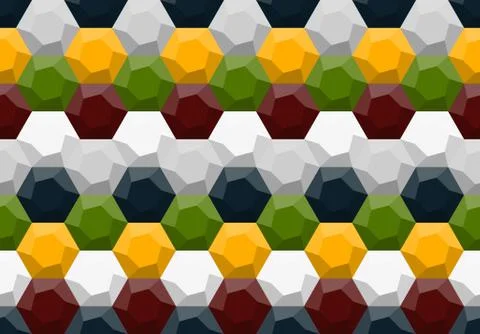 Hexagons and Triangles Seamless Pattern. Vector Geometric Abstract Background Stock Illustration