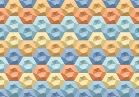 Hexagons and Triangles Seamless Pattern. Vector Geometric Abstract Background Stock Illustration