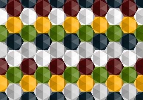 Hexagons and Triangles Seamless Pattern. Vector Geometric Abstract Background Stock Illustration