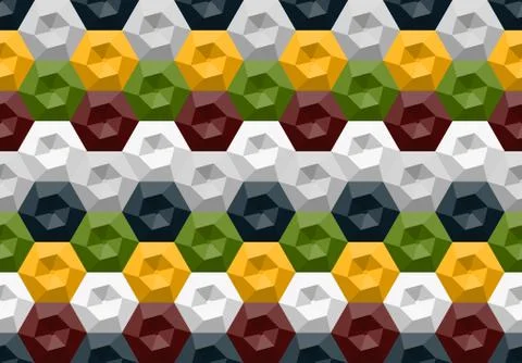 Hexagons and Triangles Seamless Pattern. Vector Geometric Abstract Background Stock Illustration