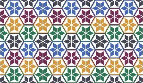 Hexagons and Triangles Seamless Pattern. Vector Geometric Abstract Background Stock Illustration