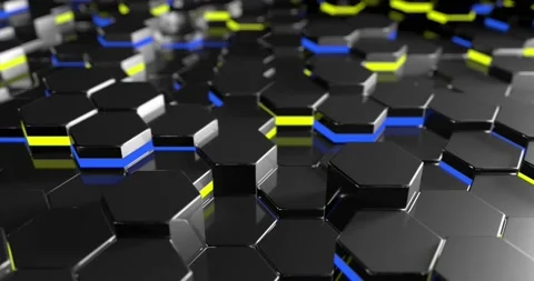 Hexagons Background Random Motion, 3d Animation loop camera motion, soft metal Stock Footage 235663560