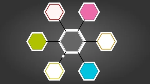 Hexagons being colored one by one by lighting spot Stock Footage 90371160