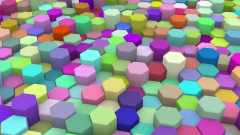 Hexagons Blocks Moving Up and Down 3d render Loop Full HD Stock Footage 69731710