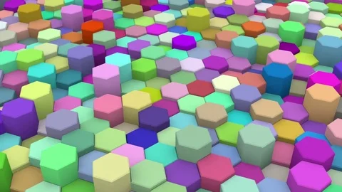 Hexagons Blocks Moving Up and Down 3d render Loop Full HD Stock Footage 69743973