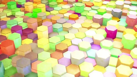 Hexagons Blocks Moving Up and Down 3d render Loop Full HD Stock Footage 69746245