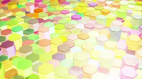 Hexagons Blocks Moving Up and Down 3d render Loop Full HD Stock Footage 69746663