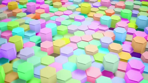Hexagons Blocks Moving Up and Down 3d render Loop Full HD Stock Footage 69753867