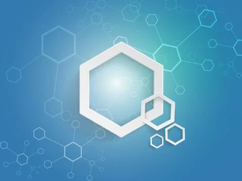 Hexagons on blue background technology concept Stock Illustration