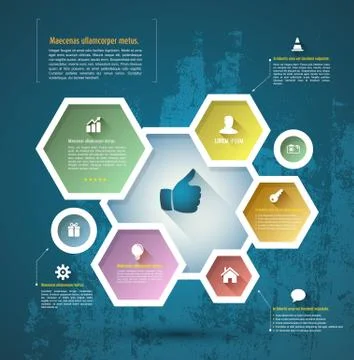 Hexagons concept template with icons Stock Illustration